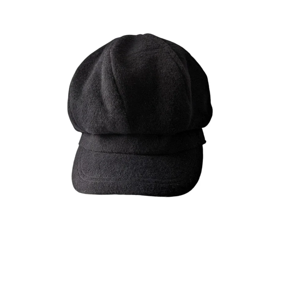 Siggi Mens Black Wool Blend Newsboy Cap Hat Classic Driver Style Size 57cm NWT